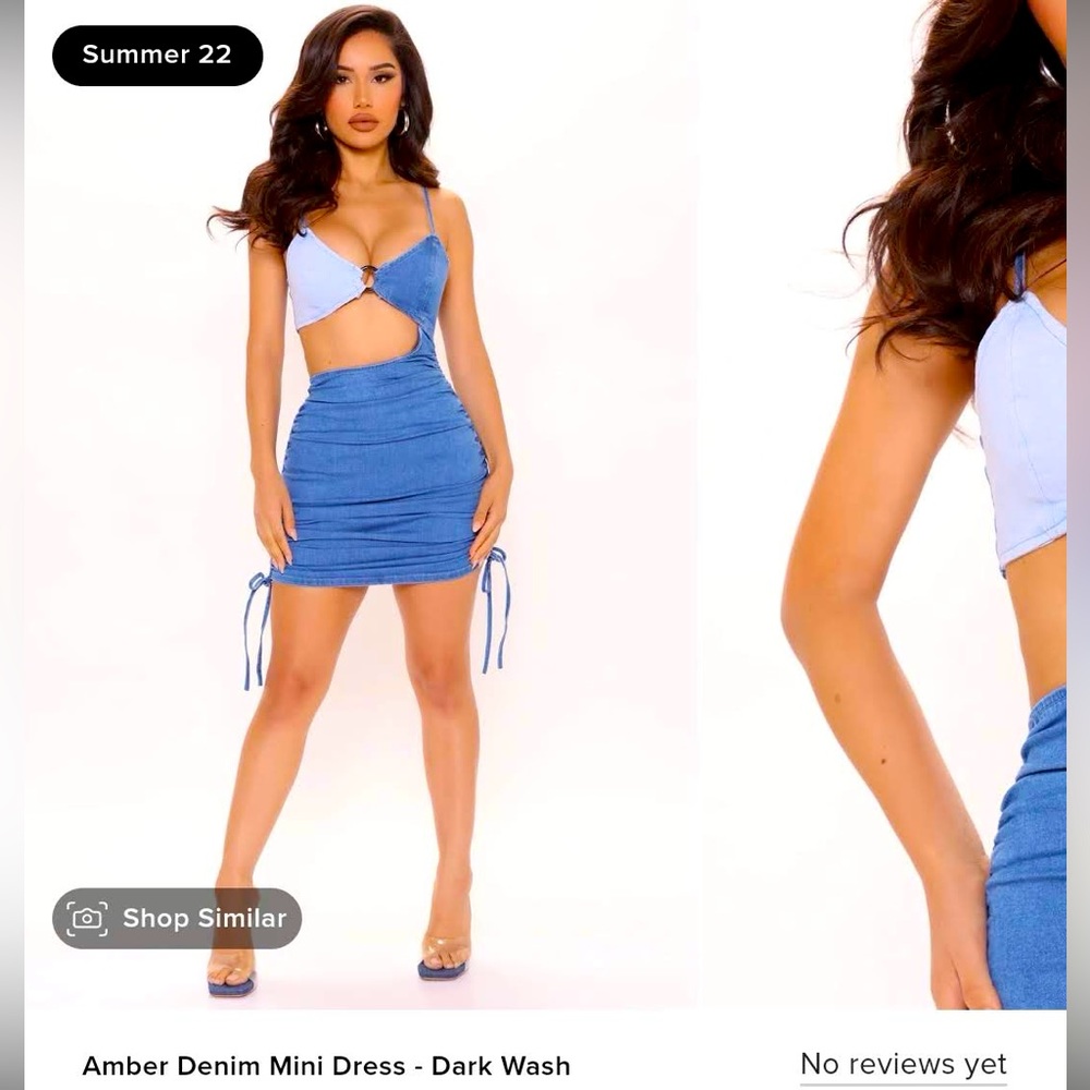 Fashion Nova Amber Denim Mini Dress - Dark Wash NEW W TAGS